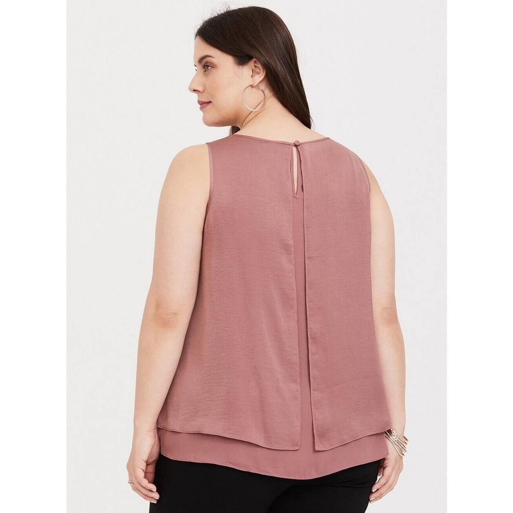 Torrid Walnut Georgette Double‎ Layer Tank Top Size 4 4XL Split Back Blouse - Picture 2 of 9